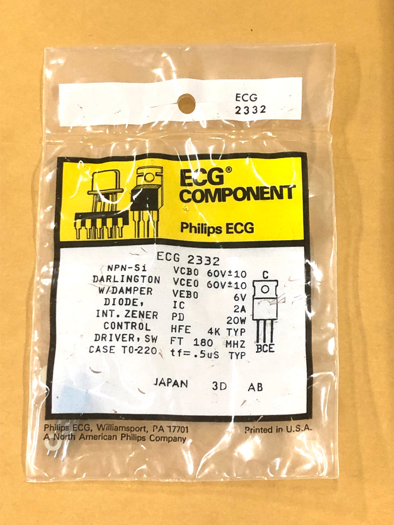 ECG2332, 2A @ 60V NPN Silicon Power Darlington Transistor ~ TO-220 (NTE2332)