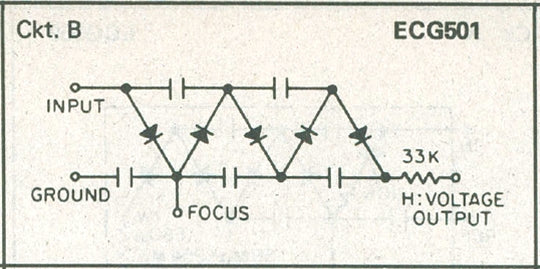 ECG501A, 5 Step Tripler with Damper Diode and Focus Tap ~ 27KV @ 1.5mA