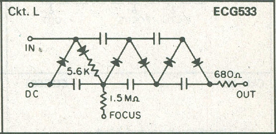 ECG533, 5 Step Tripler with Damper Diode & Resistor to Focus Tap ~ 30KV @ 2mA