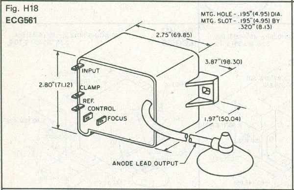 ECG561, 5 Step Tripler w/Damper Diode & Internal Focus Divider Network 28KV@2mA