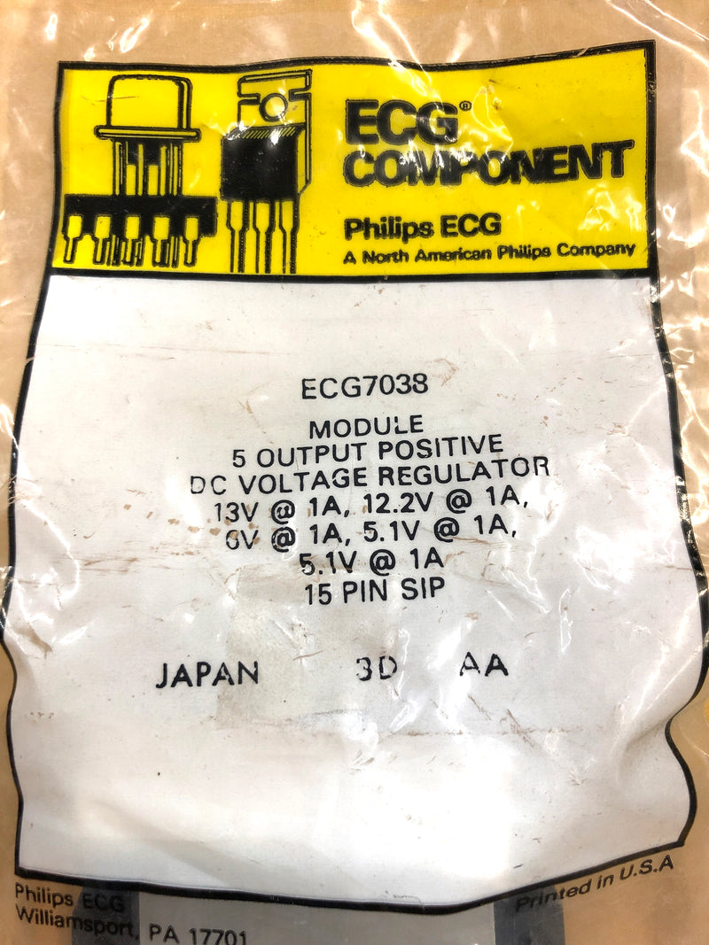 ECG7038, VCR 5 Output Positive Voltage Regulator Module ~ 15 Pin SIP-M (NTE7038)