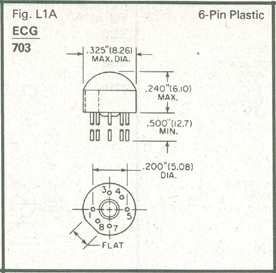 ECG703, RF / IF Amplifier, Oscillator and Mixer IC ~ 6 Pin Plastic Case (NTE703)