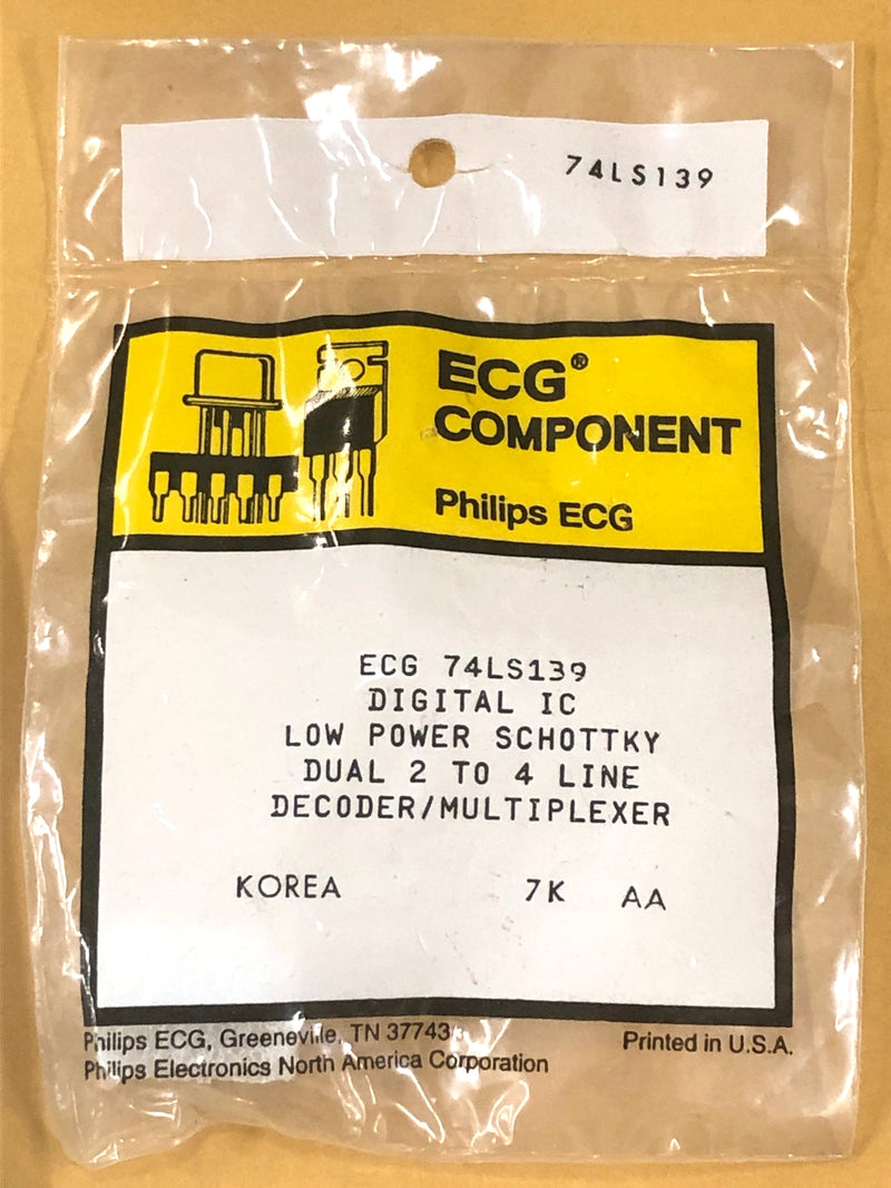 ECG74LS139, Low Power Schottky Dual 2-to-4 Line Decoder/Demultiplexer