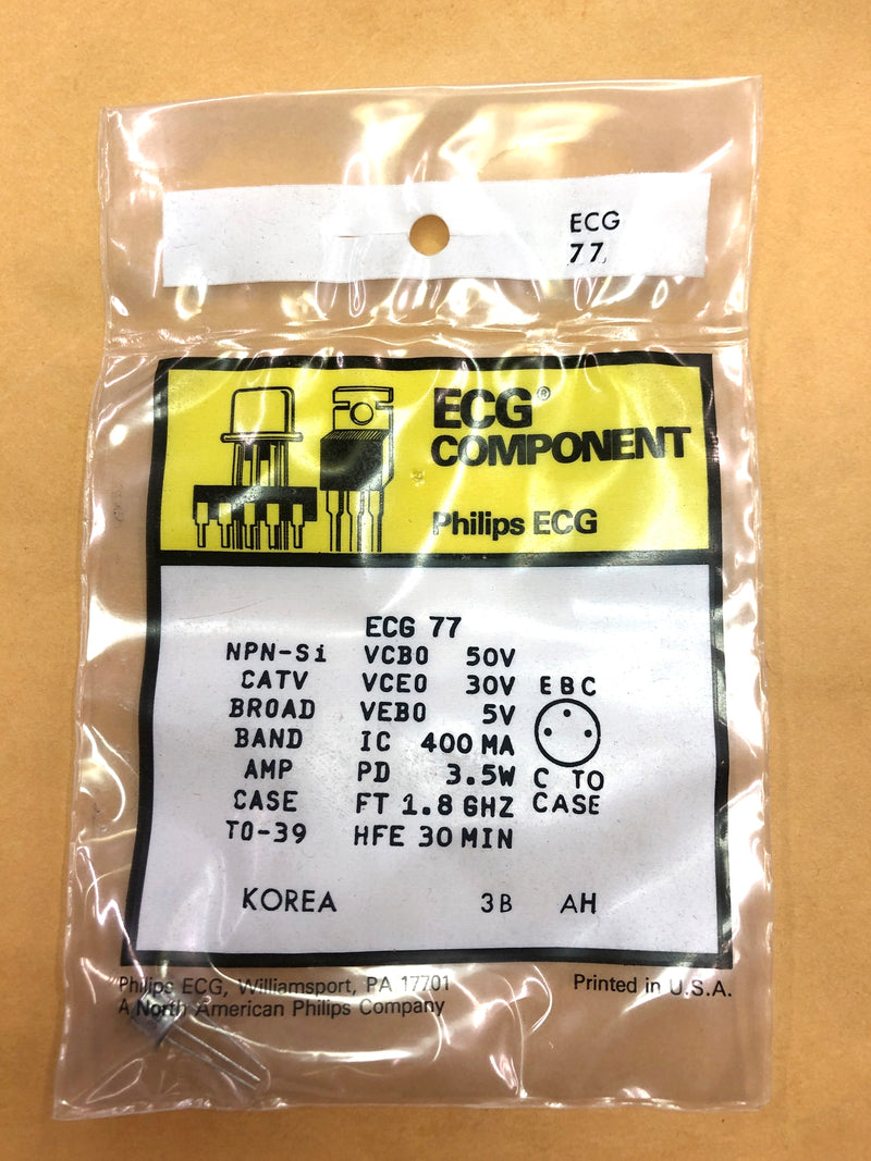 ECG77, 400mA @ 50V NPN Silicon CATV Amp Transistor 3.5W @ 1.8GHz ~ TO-39 (NTE77)