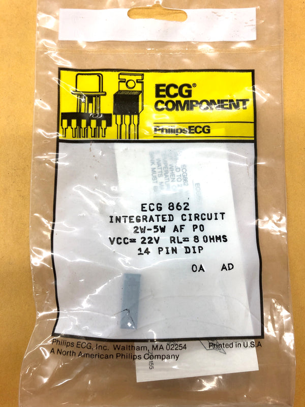 ECG862, 2W or 5W Audio Amplifier IC ~ 14 Pin DIP-W (NTE862)