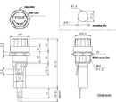 F-70, Sato Parts 3AG Fuse Holder Panel Mount with 1/4 Turn Fluted Knob