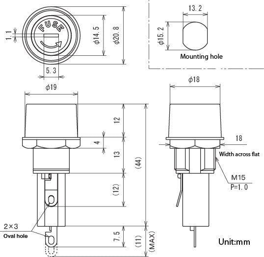 F-85, Sato Parts 3AG Fuse Holder High Profile Panel Mount with Screw In Cap