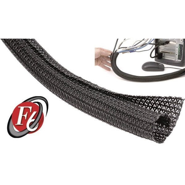 150 Foot Box of Tech Flex F6N0.38BK, 3/8" I.D. Split Tube Braided Sleeving