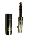 MVS524WS, MVO 1/4" Shielded Metal Body Stereo Male Phone Plug 3 Conductor (TRS) Solder Cable Mount with Strain Relief