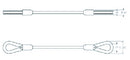 FC-008-S, 8.0"x 3/16" Fixed Length Wire Rope Sling, Silver, 420lb Rated