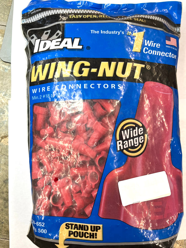 30-652 Ideal Wing-Nut Wire Connector Model 452 Red 500 Per Bag