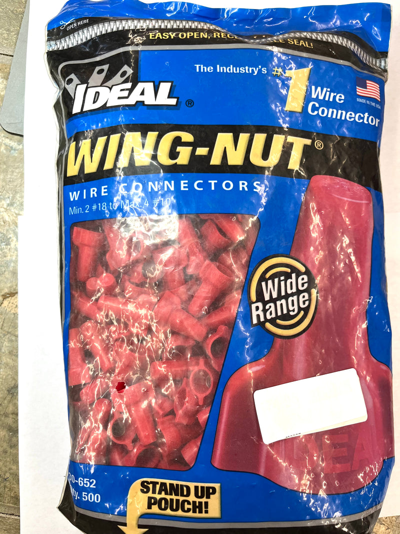 30-652 Ideal Wing-Nut Wire Connector Model 452 Red 500 Per Bag