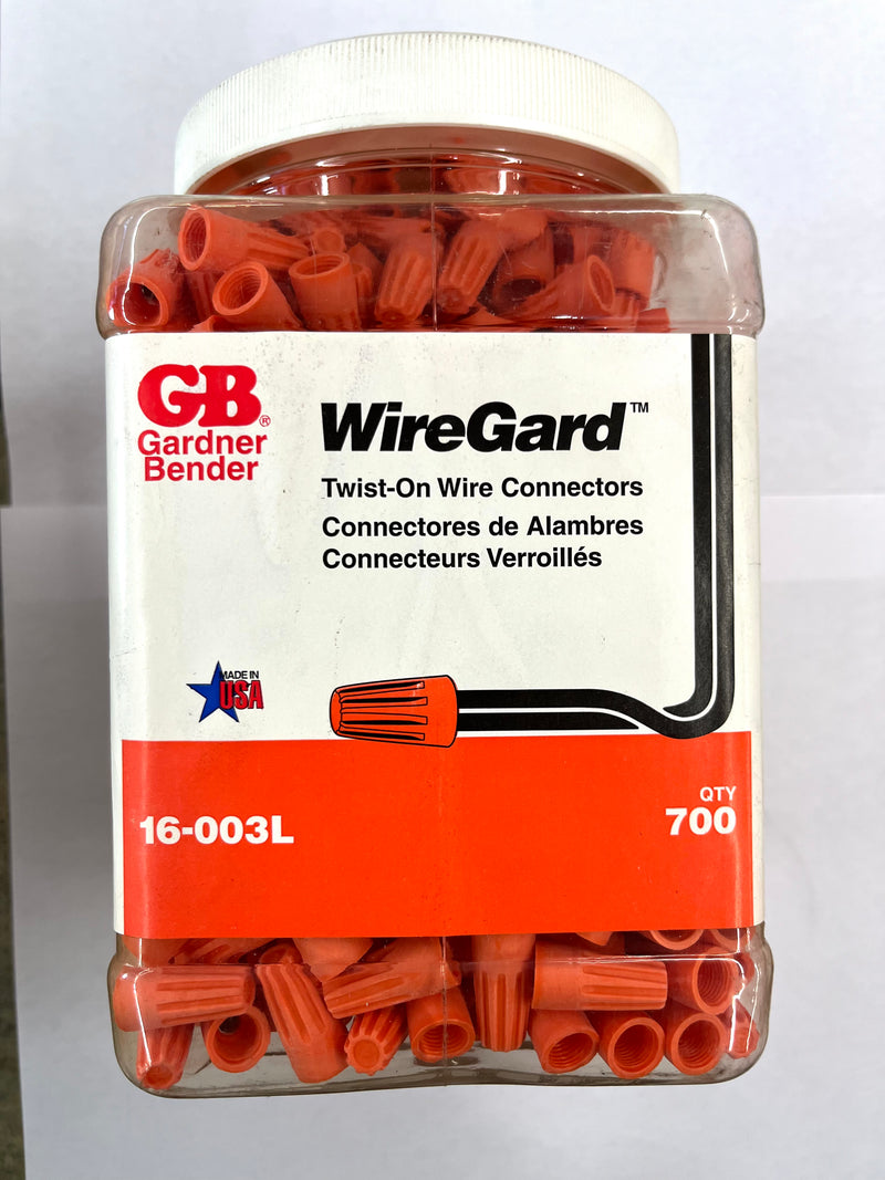 16-003L  Gardner Bender 22-14awg Wire Nut Connector, 700 Pack, Orange