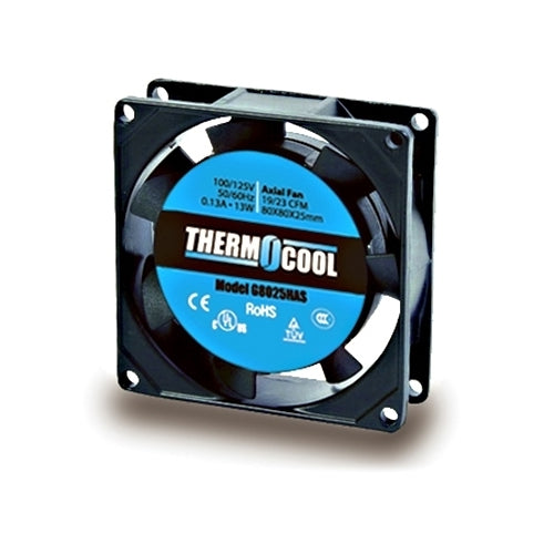 G8025HAS, Thermocool Cooling Fan 100/125V 80mm x 25mm (3.15" x 0.98") 19/23CFM