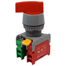MVGLCS22-1OC Red Long Knob Switch - 2 Contact (1O/C) - 2 Positions (1-2) - Red