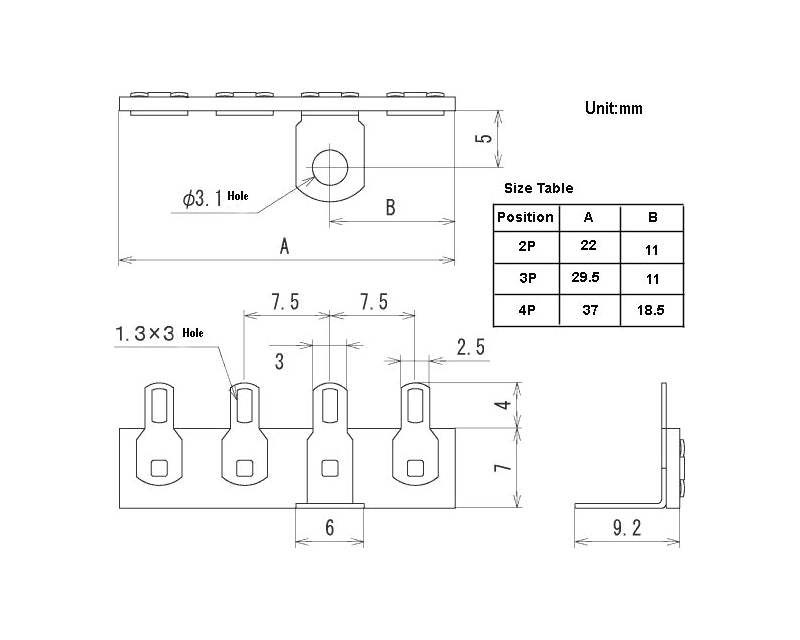 L-3552-3P, Sato Parts 3 Position Phenolic Terminal Strip