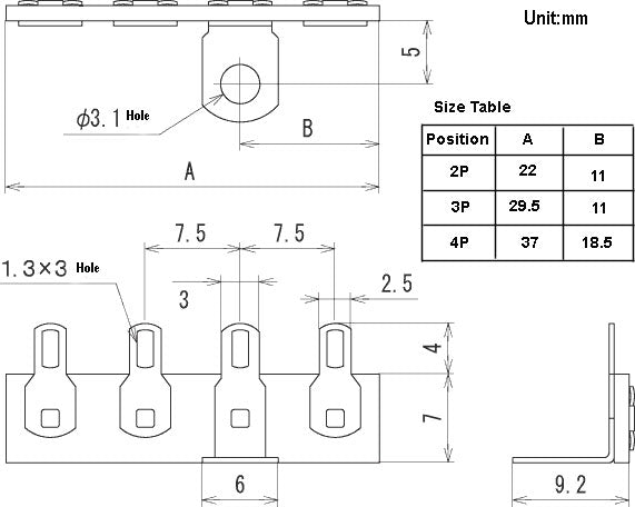 L-3552-4P, Sato Parts 4 Position Phenolic Terminal Strip