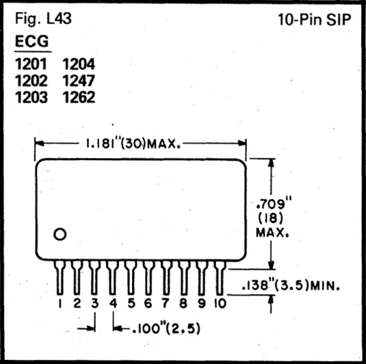 ECG1201, CB Radio Voltage Controlled Oscillator Module ~ 10 Pin SIP (NTE1201)