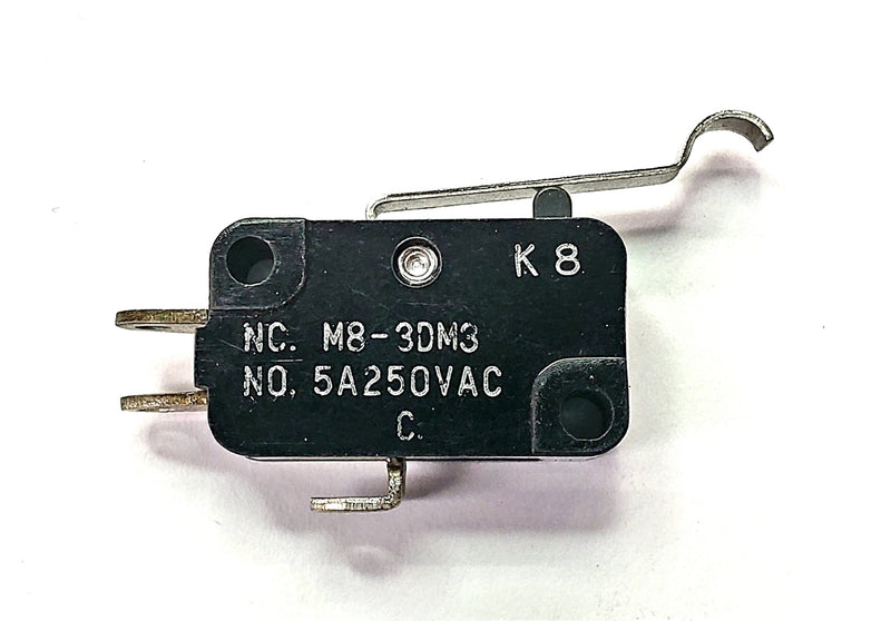 M8-3DM3, Mulon SPDT- ON-(ON) Siimulated Roller Lever micro switch 5A @ 250V AC