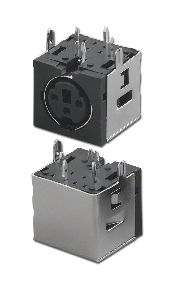 MD-64000-3SS, 3 Pin Double Shielded Right-Angle PCB Mount Female Mini DIN Socket