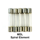 5 Pack of Bussman MDL-10, 10A 32V Time Delay (Slow Blow) Glass Body Fuses