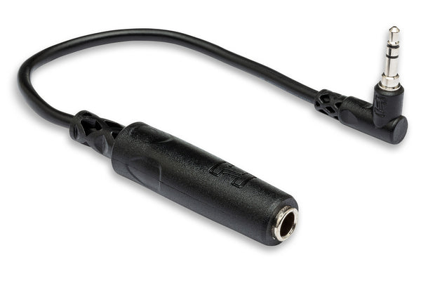 MHE-100.5, Hosa Headphone Adapter, 1/4 in TRS to Right-angle 3.5 mm, 6 in