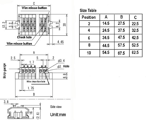 ML-1700-A-14P, Sato Parts 14 Position Screwless Terminal Block ~ 10A 300V