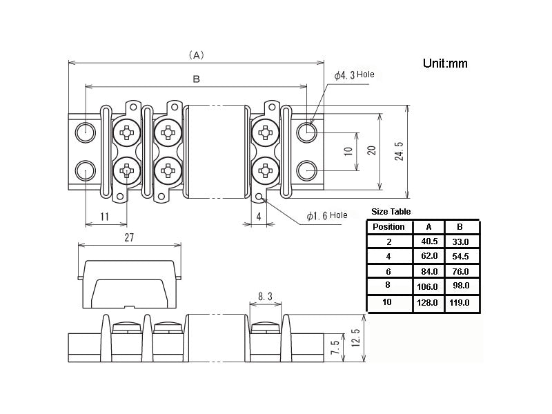 ML-1765-10P, Sato Parts 10 Position 15A Screw or Solder Terminal Block