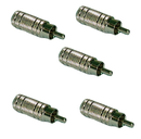 Philmore MS10, 5 Pack of RCA Male Phono Plugs ~ Shielded Nickel Plated