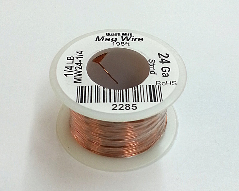24 Gauge Insulated Magnet Wire, 1/4 Pound Roll (198' Approx.) 24AWG MW24-1/4