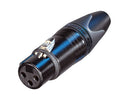 NC3FXX-B, Neutrik 3-Pole Female XLR Cable Connector with Black Metal Housing and Gold Contacts