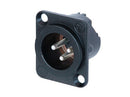 NC3MD-LX-BAG, Neutrik 3-Pole Male XLR Receptacle, Solder Cups, Black Metal Housing, Silver Contacts