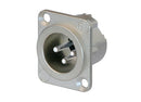 NC3MD-LX, Neutrik 3-Pole Male XLR Receptacle, Solder Cups, Nickel Housing, Silver Contacts