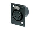 NC4FP-B-1, Neutrik 4-Pole Female Receptacle, Solder Contacts, Black Metal Housing, Gold Contacts