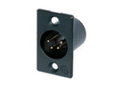 NC4MP-B, Neutrik 4-Pole Male Receptacle, Solder Contacts, Black Metal Housing, Gold Contacts