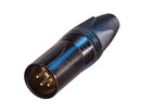 NC4MXX-B, Neutrik 4-Pole Male Cable Connector with Black Metal Housing and Gold Contacts