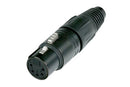 NC5FX-B, Neutrik 5-Pole Female Cable Connector with Black Metal Housing and Gold Contacts (Phase Out - Replaced by NC5FXX-B)