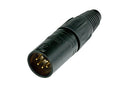 NC5MX-B, Neutrik 5-Pole Male Cable Connector with Black Metal Housing and Gold Contacts (Phase Out - Replaced by NC5MXX-B)