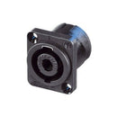 NL4MP, Neutrik 4-Pole Chassis Connector, Black D-size Flange (Discontinued - Replaced by NL4MPXX)