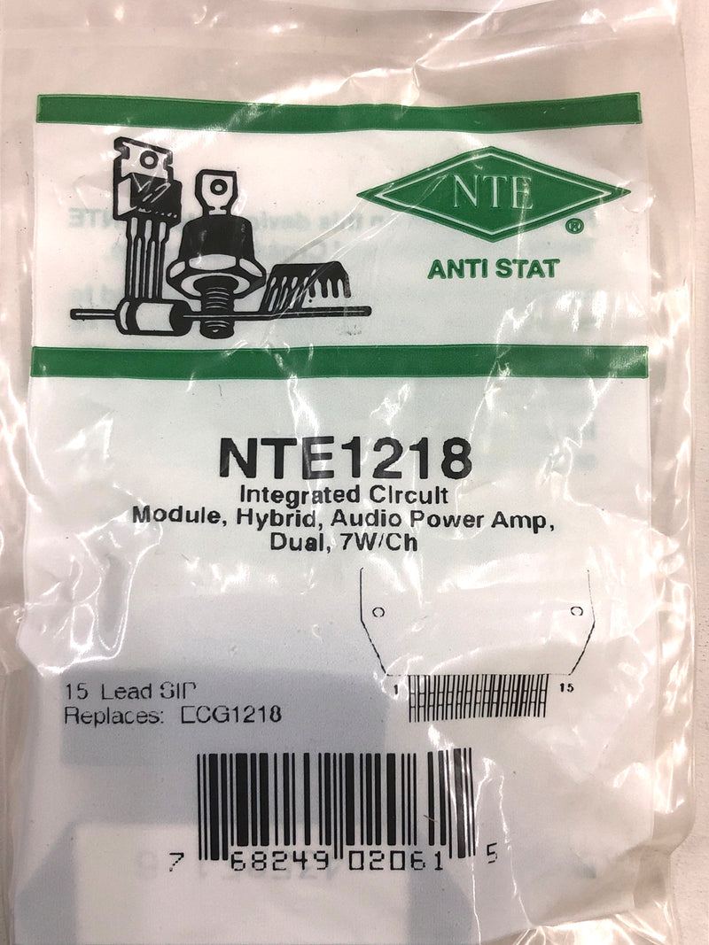 NTE1218, Dual 7W per Channel Audio Power Amp IC Module ~ 15 Pin SIP-M (ECG1218)