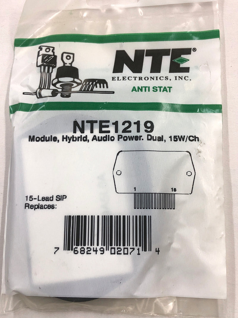 NTE1219, Dual 15W per Channel Audio Power Amp IC Module ~ 15 Pin SIP-M (ECG1219)