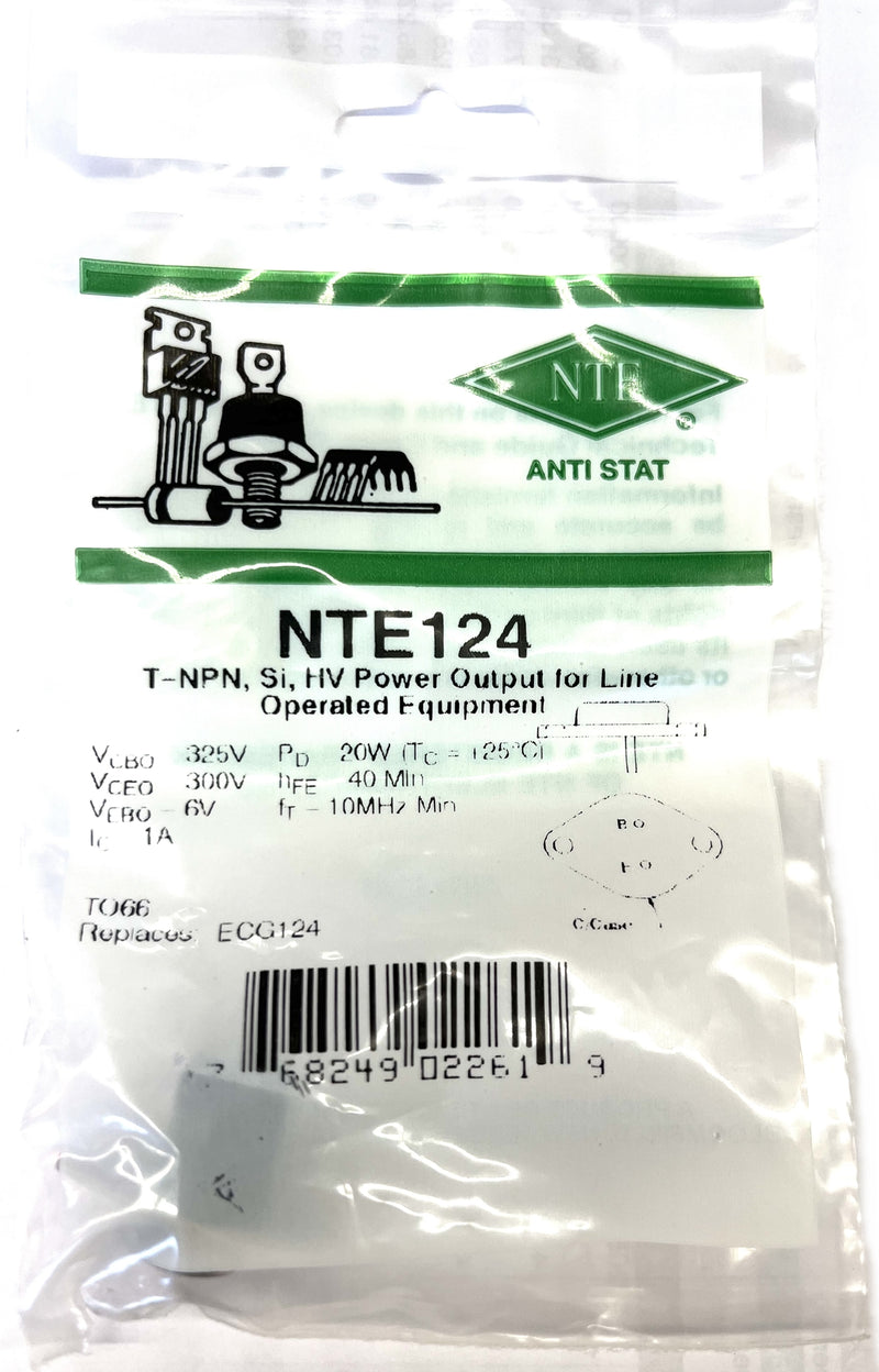 NTE124, 150mA @ 300V NPN Transistor High Voltage Output ~ TO-66 (ECG124)