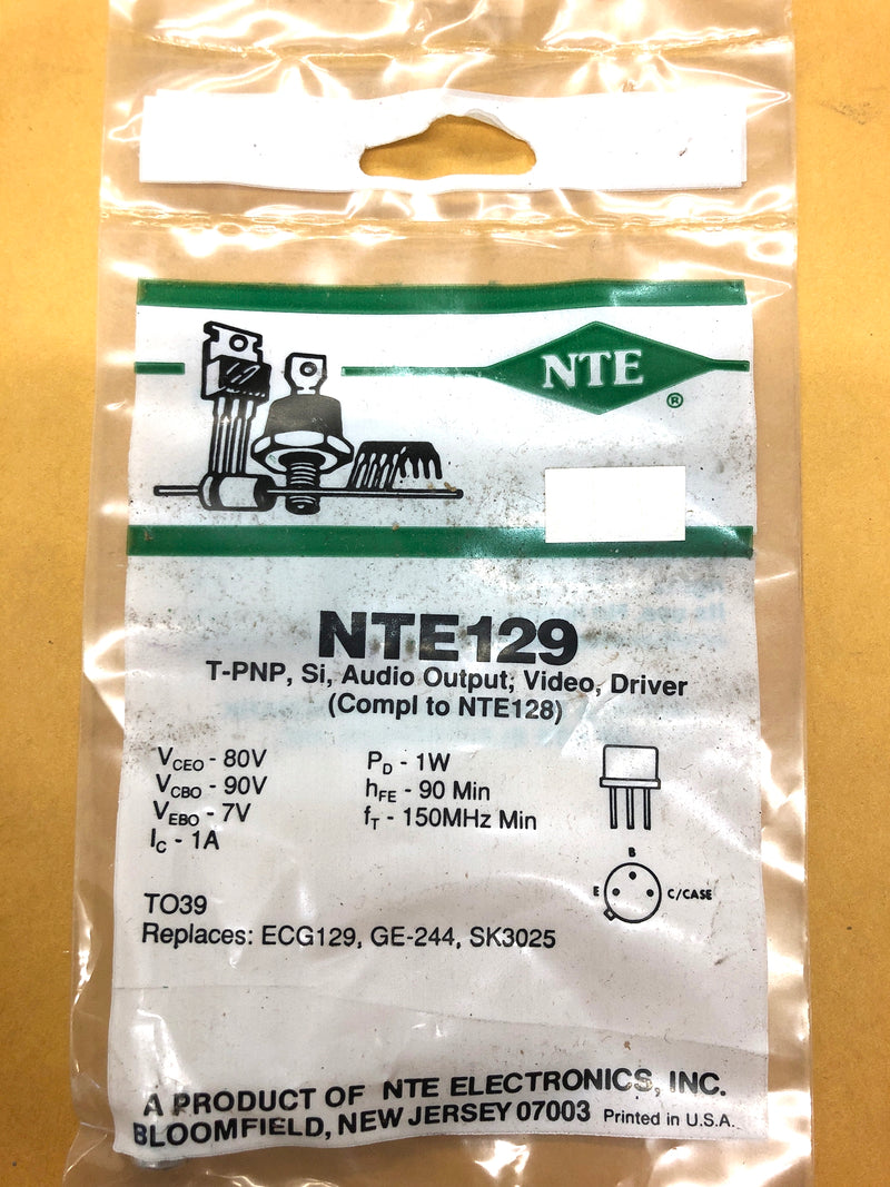 NTE129, 1A @ 90V PNP Silicon Audio Output and Video Driver~ TO-39 (ECG129)