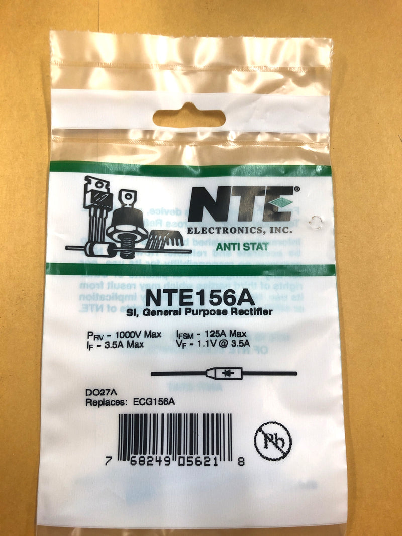 NTE156A, 1KV PRV @ 3.5A General Purpose Rectifier Diode ~ DO-27A (ECG156A)