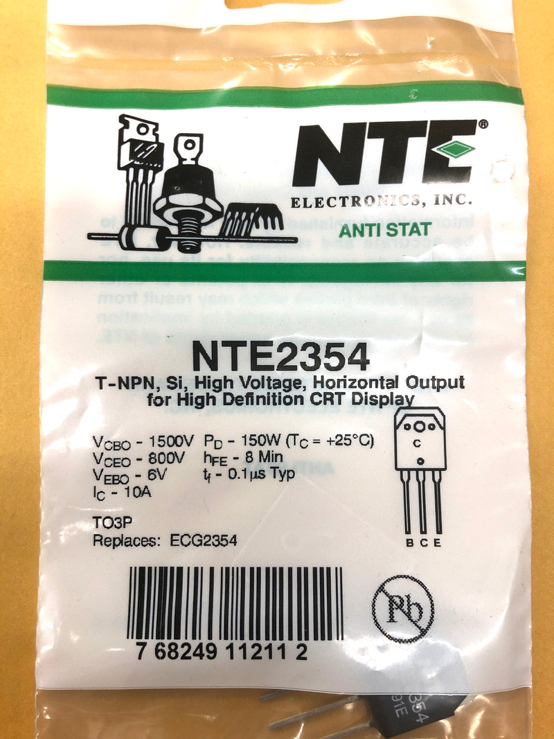 NTE2354, 10A@1500V NPN Transistor High Voltage Horizontal Output TO-3P (ECG2354)