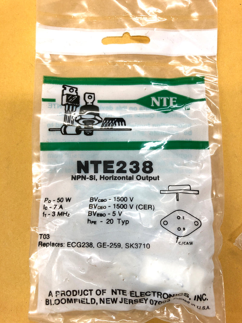 NTE238, 7A @ 1,500V NPN Transistor High Voltage Horizontal Output~ TO-3 (ECG238)