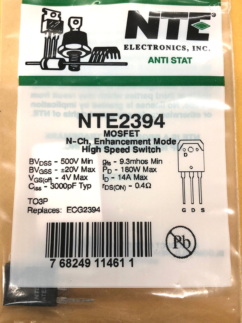 NTE2394, 14A @ 500V MOSFET N Channel Enhancement Mode ~ TO-3P (ECG2394)