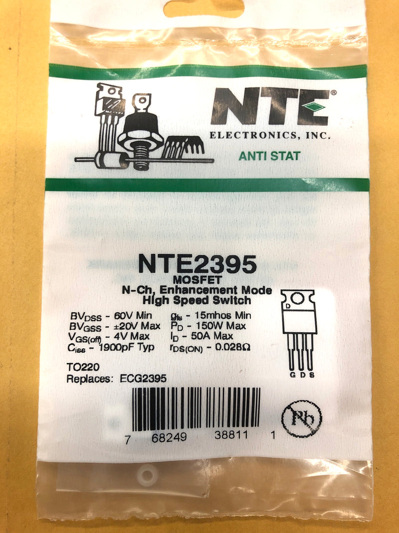 NTE2395, 50A @ 60V MOSFET N Channel Enhancement Mode ~ TO-220 (ECG2395)