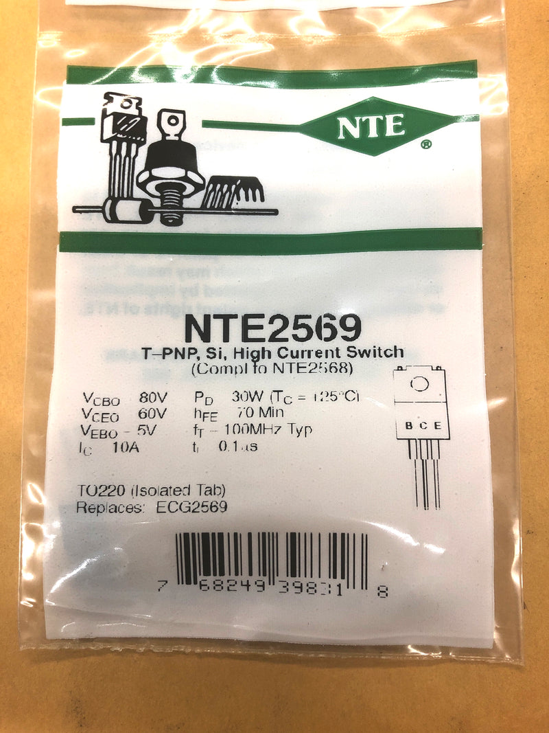 NTE2569 10A @ 80V NPN High Current Switch Transistor TO-220J Full Pack (ECG2569)