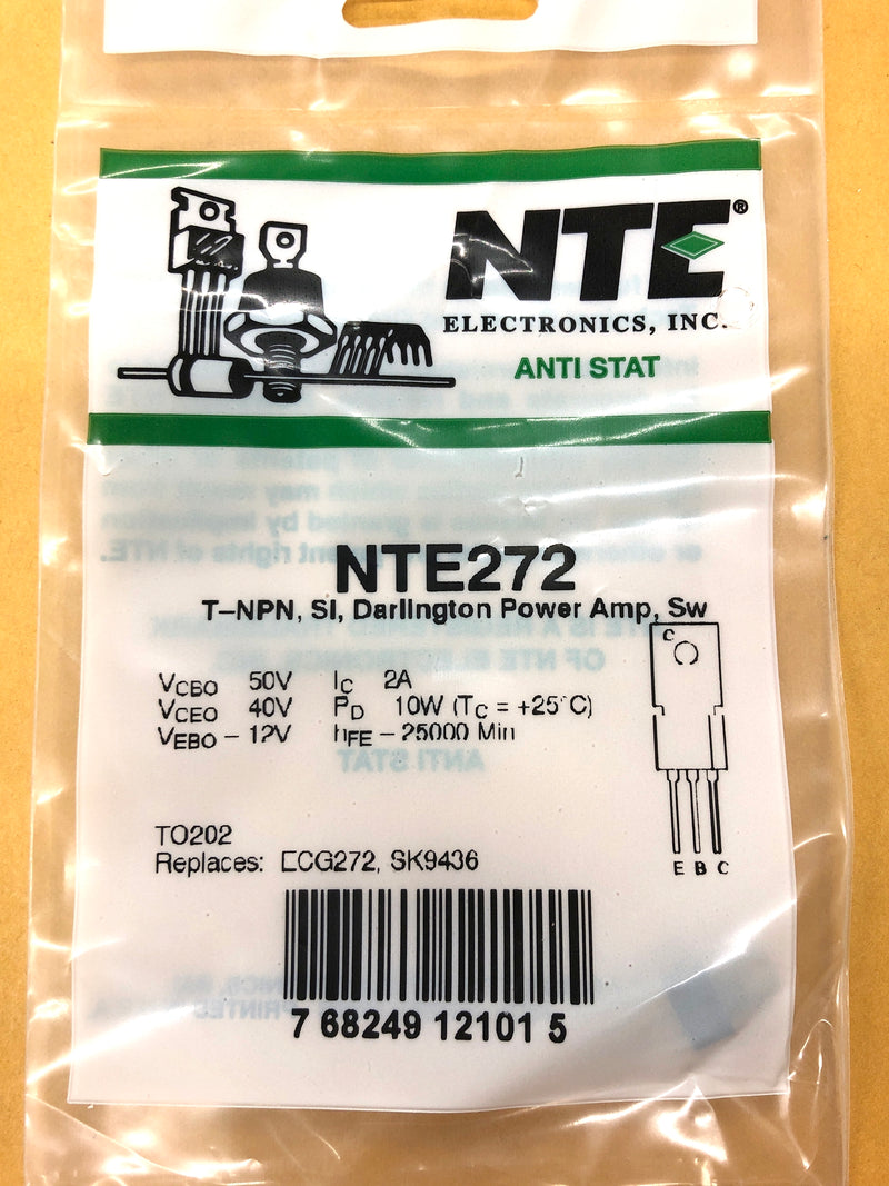 NTE272, 2A@50V NPN Transistor Darlington Amp/Switch ~ TO-202 (ECG272, SK9436)